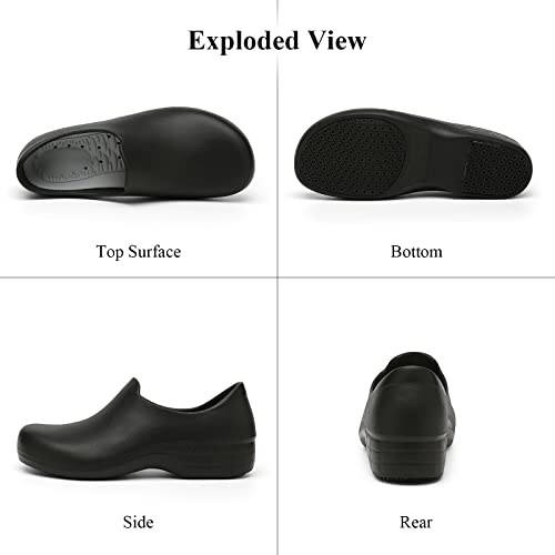 scecocrs Chef Shoes Women Nonslip Oil Water Resistant Nursing Work Shoe for Hospital Garden Kitchen Black