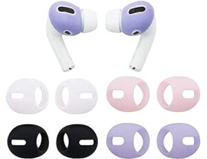bllq compatible with airpods pro ear tips ear gels anti-slip earbuds cover 【 fit in the charging case 】, 4 pairs white/black/gray/pink wbpg