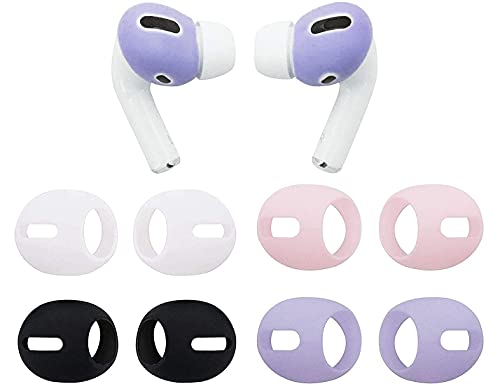 BLLQ Compatible with AirPods Pro Ear Tips Ear Gels Anti-Slip Earbuds Cover 【 Fit in The Charging Case 】, 4 Pairs White/Black/Gray/Pink wbpg