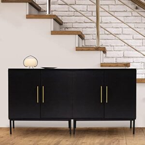 REHOOPEX Set of 2 Black Accent Cabinet- Kitchen Storage Cabinet with Doors, Free Standing Cabinet Wood buffets & Sideboards 2PC