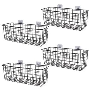 xinfull 4 pack wire storage baskets household metal wall-mounted containers organizer bins for kitchen bathroom freezer pantry closet laundry room cabinets garage shelf, large