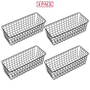 XINFULL 4 Pack Wire Storage Baskets Household Metal Wall-Mounted Containers Organizer Bins for Kitchen Bathroom Freezer Pantry Closet Laundry Room Cabinets Garage Shelf, Large