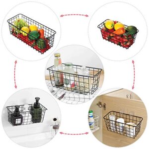 XINFULL 4 Pack Wire Storage Baskets Household Metal Wall-Mounted Containers Organizer Bins for Kitchen Bathroom Freezer Pantry Closet Laundry Room Cabinets Garage Shelf, Large