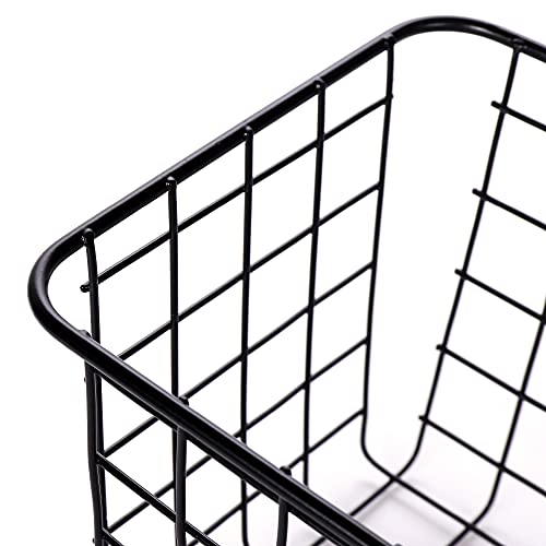 XINFULL 4 Pack Wire Storage Baskets Household Metal Wall-Mounted Containers Organizer Bins for Kitchen Bathroom Freezer Pantry Closet Laundry Room Cabinets Garage Shelf, Large