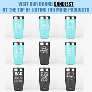 SANDJEST Best Dad Ever Tumbler Gifts for Dad from Daughters Sons - 20oz Stainless Steel Insulated Coffee Travel Mug Christmas, Birthday, Father's Day Gift - Thermal Cup Gift Set with Lid & Straw