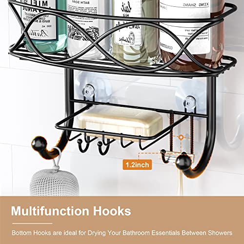 GAOKASE Hanging Shower Caddy Over Shower Head, Black Rust Proof Metal Large Bathroom Organizer for Shampoo, Conditioner, Body Wash, Soap, Razors, Shower Sponge, Loofahs and Bath Rack