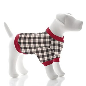 kickee dog shirt, stylish print doggie tshirt for small and big dogs, adorable puppy and dog clothes (midnight holiday plaid - m)