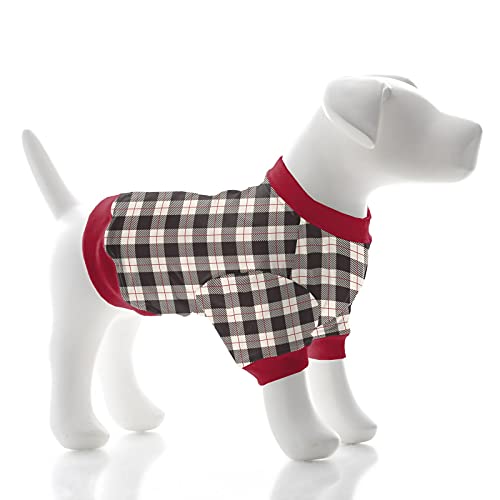 KICKEE Dog Shirt, Stylish Print Doggie Tshirt for Small and Big Dogs, Adorable Puppy and Dog Clothes (Midnight Holiday Plaid - M)