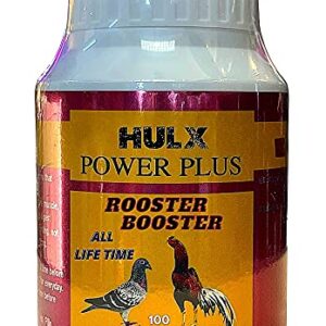 HULX POWER PLUS 100 TABLETS, Fast Increasing Energy Formula Rooster Booster Vitamins Health Chicken Supplement for Good Health, Build Muscle, Blood, Power Feed Poultry Bird Fighting Gamecocks Hen Food