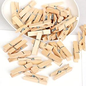 Mini Clothes Pins for Photo, Mini Clothespins, Wooden Small Clothes Pin, Tiny Decorative Clothespin for Little Baby Shower Photos Clips Pictures Crafts Display, Pack of 120