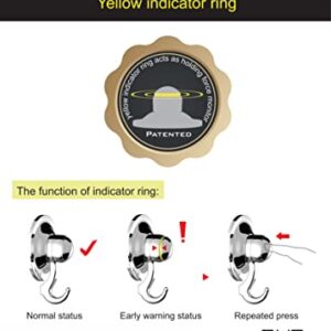 KiahLoc Patented Yellow Ring Indicator Suction Cup Hooks, Kitchen Hooks Removable Wall Vacuum Holder for Smooth Tile, Glass and Mirror( 4 Pack) (#56 (6.6 LB), Black)