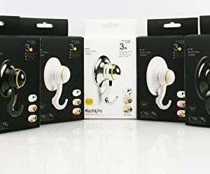 KiahLoc Patented Yellow Ring Indicator Suction Cup Hooks, Kitchen Hooks Removable Wall Vacuum Holder for Smooth Tile, Glass and Mirror( 4 Pack) (#56 (6.6 LB), Black)
