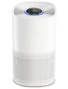 air purifier for home with h13 true hepa filter, cadr 250 m³/h, pollen smoke allergen pet dander hair eliminator for large room up to 323 ft², air quality sensor, 4 displaying colors ap005