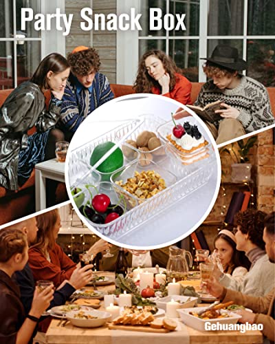 Gehuangbao Food container acrylic Serving Tray,Large Platter with Lid 24 Removable Bowls,Condiments Appetizers Snacks Nuts Platter,Perfect for Party Wedding Family (4 Sets)