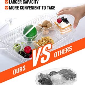 Gehuangbao Food container acrylic Serving Tray,Large Platter with Lid 24 Removable Bowls,Condiments Appetizers Snacks Nuts Platter,Perfect for Party Wedding Family (4 Sets)