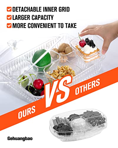 Gehuangbao Food container acrylic Serving Tray,Large Platter with Lid 24 Removable Bowls,Condiments Appetizers Snacks Nuts Platter,Perfect for Party Wedding Family (4 Sets)