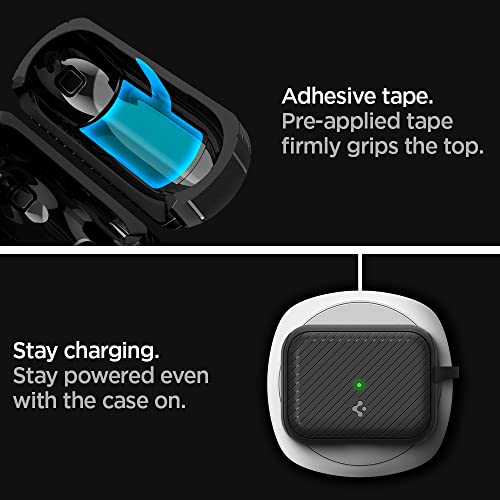 Spigen Mag Armor (MagFit) Designed for Airpods Pro Case MagSafe Compatible Case Cover with Keychain (Magnets Embedded) - Matte Black