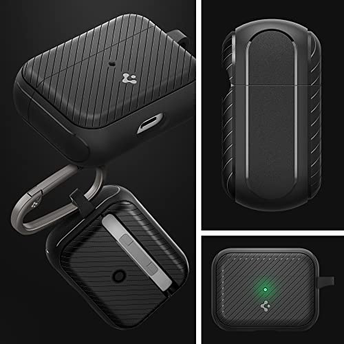 Spigen Mag Armor (MagFit) Designed for Airpods Pro Case MagSafe Compatible Case Cover with Keychain (Magnets Embedded) - Matte Black