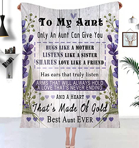 Nice Gifts Love Letter to Aunt Like A Mother Warm Blanket Lavender Quote Soft Fluffy Flannel Throw Blanket Birthday Present Travel Sofa Bedroom Home Decor 50"x60"(to My Aunt-Light Purple, 50"x60")