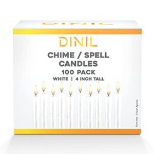 dinil - spell candles for rituals, birthdays, spells, premium chime candles ( 100, white)