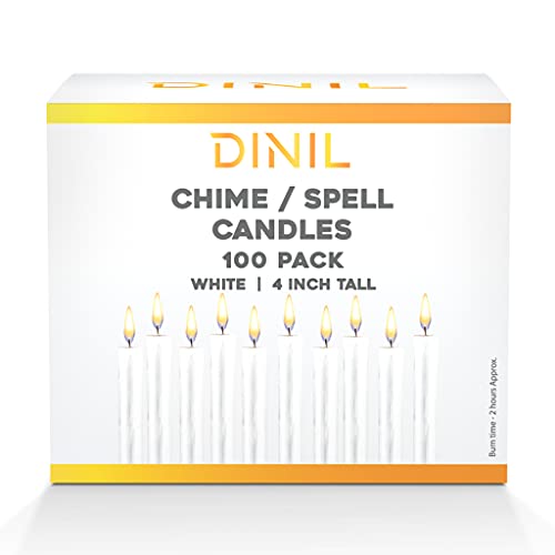 Dinil - Spell Candles for Rituals, Birthdays, Spells, Premium Chime Candles ( 100, White)