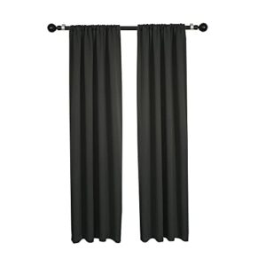 amazon brand – pinzon blackout window curtain panels for bedroom - rod pocket thermal insulted room darkning drapes for living room - 37x84 inch,2 panels -black