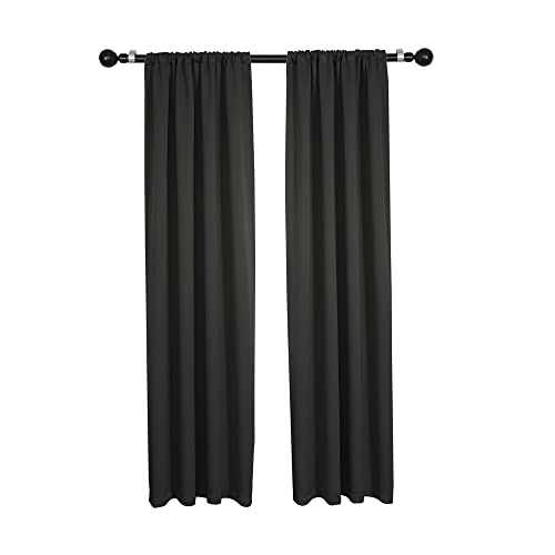 Amazon Brand – Pinzon Blackout Window Curtain Panels for Bedroom - Rod Pocket Thermal insulted Room Darkning Drapes for Living Room - 37x84 inch,2 Panels -Black