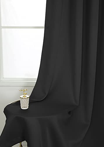 Amazon Brand – Pinzon Blackout Window Curtain Panels for Bedroom - Rod Pocket Thermal insulted Room Darkning Drapes for Living Room - 37x84 inch,2 Panels -Black