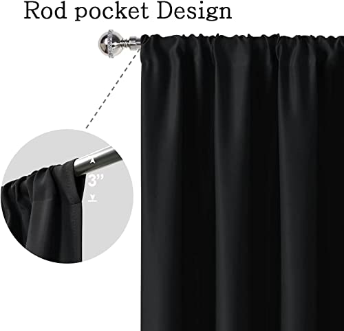 Amazon Brand – Pinzon Blackout Window Curtain Panels for Bedroom - Rod Pocket Thermal insulted Room Darkning Drapes for Living Room - 37x84 inch,2 Panels -Black