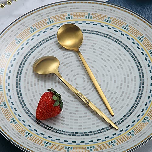 Matt Gold Teaspoons 6 Piece, 6.6'' Spoons Silverware, Stainless Steel Small Spoons, Tea Spoons for Home, Kitchen or Restaurant, Dishwasher Safe (Matt Gold-6.6 Inches)