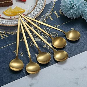 Matt Gold Teaspoons 6 Piece, 6.6'' Spoons Silverware, Stainless Steel Small Spoons, Tea Spoons for Home, Kitchen or Restaurant, Dishwasher Safe (Matt Gold-6.6 Inches)