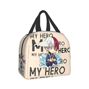 bearlad boku no my her0 academ1a todoroki lunch bag tote anime container for women box insulated kids cooler school travel, one size