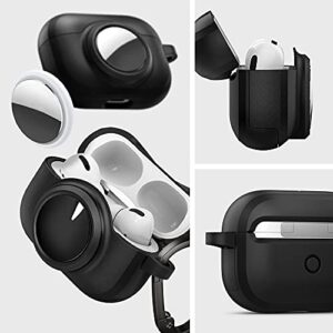 Spigen Tag Armor Duo Designed for Airpods Pro Case and AirTag Case Cover with Keychain [Dual Layer Solid Protection] - Matte Black