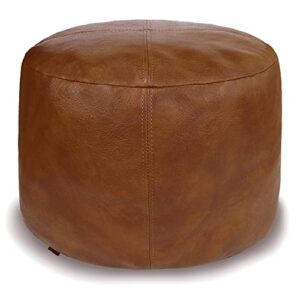 thgonwid unstuffed faux leather pouf cover, handmade footstool ottoman storage solution, floor footrest cushion - 16.5”x12.5”, amaretto