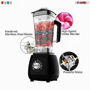 5 Core 2L Professional Countertop Blender For Kitchen 68 Oz 2000W High Speed BPA Free 6 Titanium Blade Smoothie Blender Electric For Soup Shake Juice Multi-Speed Manual JB 2000 M