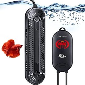 aqqa aquarium heater 500w 800w submersible fish tank heater with double explosion-proof quartz tubes and external led display controller for marine saltwater and freshwater