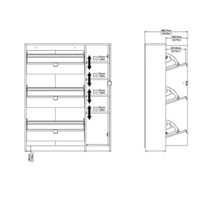 Pemberly Row Modern Engineered Wood Multi-Color 3 Drawer Shoe Cabinet & Door