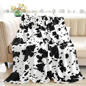 wish tree cow print blanket soft fleece throw blanket with cow print for twin size bed, couch, sofa (cowhide, twin size 60 * 80 inch)