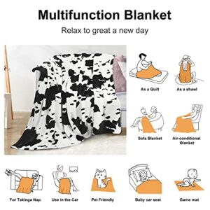 WISH TREE Cow Print Blanket Soft Fleece Throw Blanket with Cow Print for Twin Size Bed, Couch, Sofa (Cowhide, Twin Size 60 * 80 Inch)