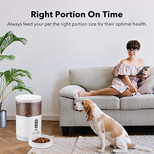 HBN Automatic Cat Feeders, 4L Dog Food Dispenser Dry Food,Work with Alexa and Voice Recorder,2.4Ghz Wi-Fi Enabled App Control