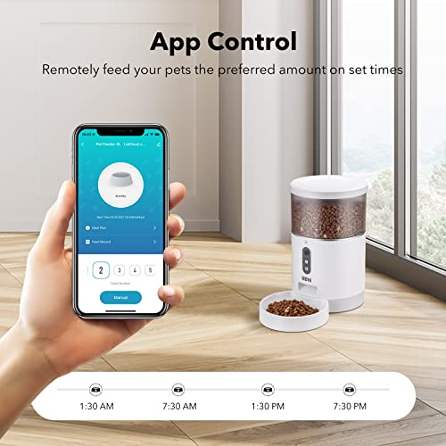 HBN Automatic Cat Feeders, 4L Dog Food Dispenser Dry Food,Work with Alexa and Voice Recorder,2.4Ghz Wi-Fi Enabled App Control