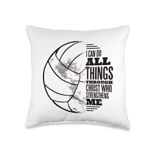 i can do all things through christ volleyball i can do all things through christ who strengthens me throw pillow, 16x16, multicolor