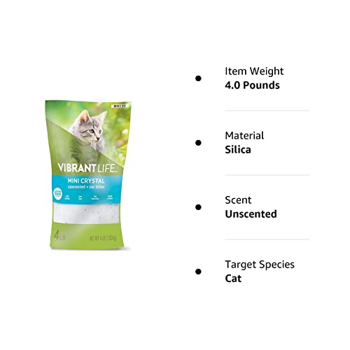 Vibrant Life Cat Litter Ultra Premium Crystals Litter, Unscented Non Clumping Cat Litter 4-Lb, 3 Packages One Pack