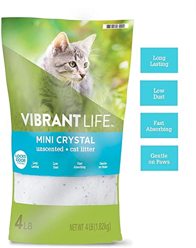 Vibrant Life Cat Litter Ultra Premium Crystals Litter, Unscented Non Clumping Cat Litter 4-Lb, 3 Packages One Pack