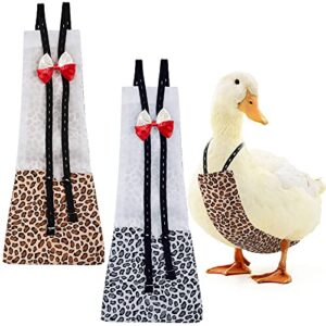 weewooday 2 pieces pet chicken diapers leopard print duckling diapers washable goose clothes reusable farm pet diapers waterproof bow tie duck diapers for poultry, white and pink (medium)