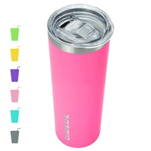 bjpkpk 20 oz skinny tumbler with lid slim insulated travel coffee cup stainless steel thermal mug,pink