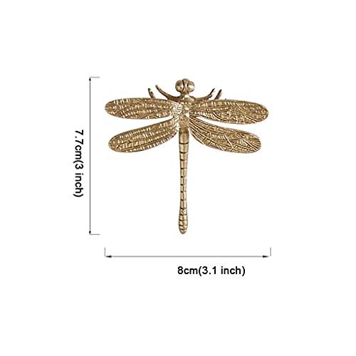 LiPengTaoHome Decorative Hook Dragonfly Sculpture Wall Decoration Hook Brass Hook Wall Hooks Bathroom Hooks Towel Hooks (Color : Gold, Size : Set of 4)