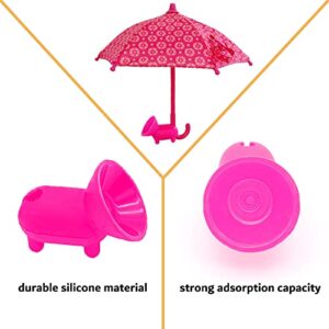 VIVOUNITY Phone Umbrella Suction Cup Stand - Universal Adjustable Piggy Phone Stand Sun Visor, Sun Shade Cover, Sun Shield with Suction Cup Mount Phone Holder Anti-Refection Block Glare (Pink)