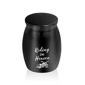 riding in heaven small keepsake urns for human ashes motorcycle cremation urns for ashes little urn memorial ashes holder (black)