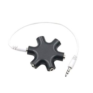 ztgd audio adapter, mini portable 1 to 5 3.5mm plug stereo audio earphone splitter adapter for phone black